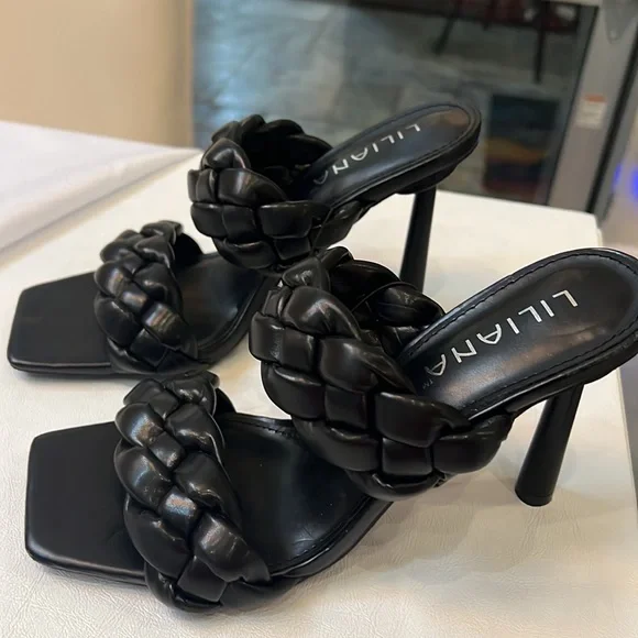 BRAND NEW LILIANA BLACK BRAIDED HEELS! - Picture 7 of 15